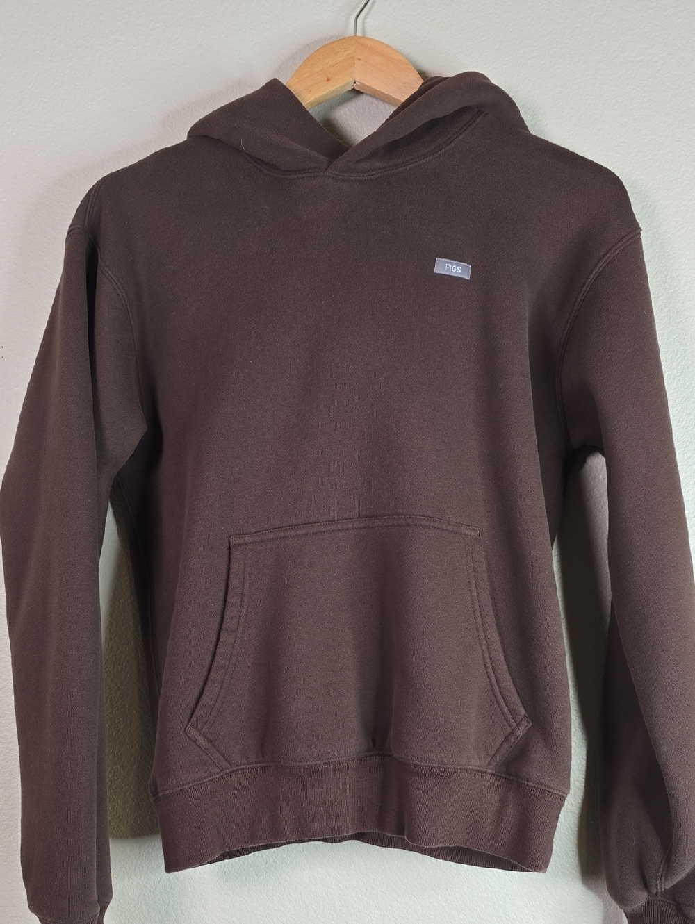 Figs Womans Off Shift  Brown Pullover Hoodie with Kangaroo Pocket Sizw Xs